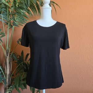 Boutique Basic Tee Crew Neck Short Sleeve Stretch Black XL Cotton